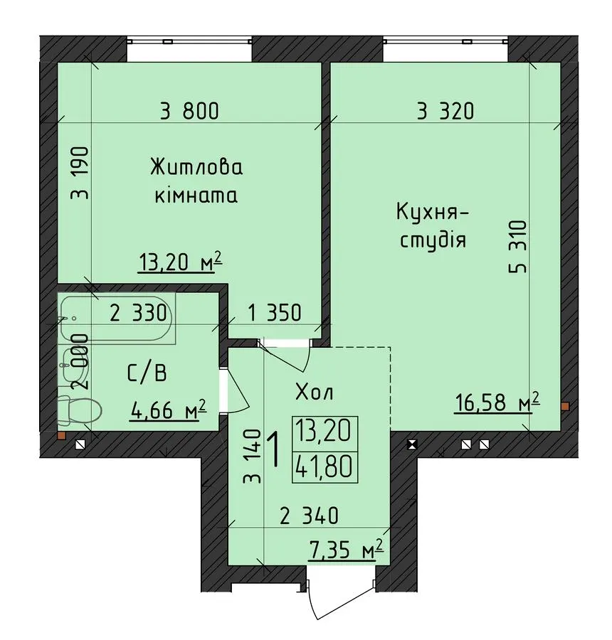 ЖК ClubHouse — 41.8 м²