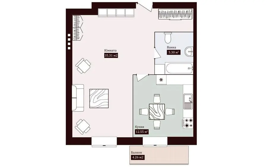 ЖК City Bud — 57.4 м²