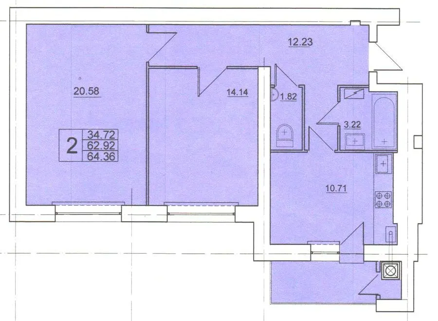 вул. Самбірська, 128/1 — 64.4 м²