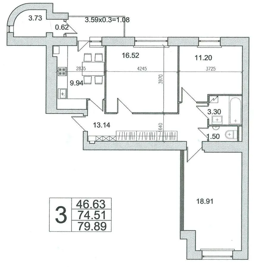 вул. Володимира Великого, 5б — 79.9 м²
