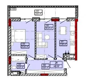 ЖК Будинок на Міхновських — 48.3 м²