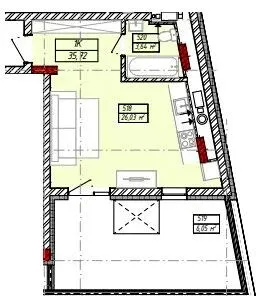 ЖК Будинок на Міхновських — 35.7 м²