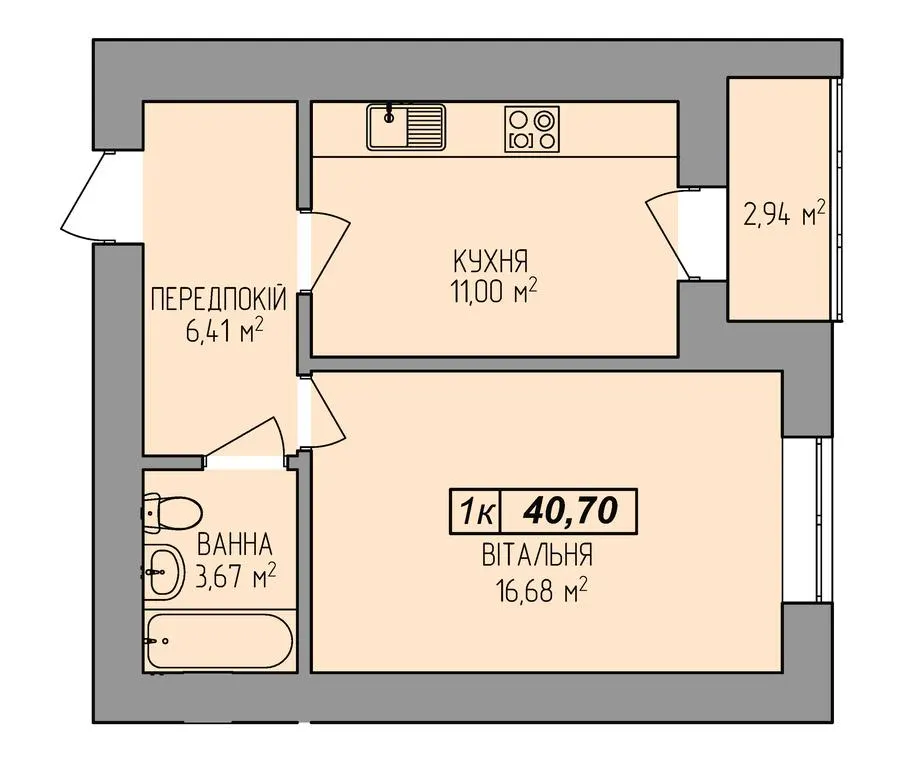 ЖК Діброва Парк — 40.7 м²