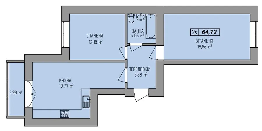 ЖК Діброва Парк — 64.7 м²