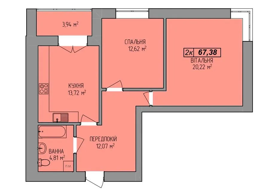 ЖК Діброва Парк — 67.4 м²