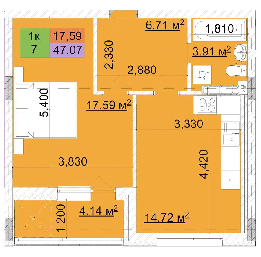 ЖК Сырецкий парк — 47.1 м²