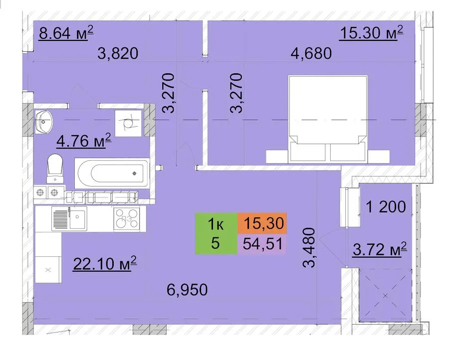 ЖК Сырецкий парк — 54.5 м²