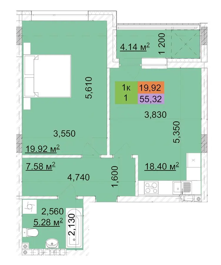 ЖК Сырецкий парк — 55.3 м²
