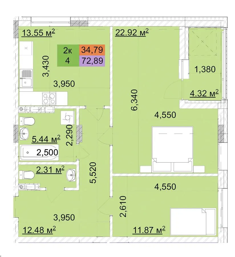 ЖК Сырецкий парк — 72.9 м²