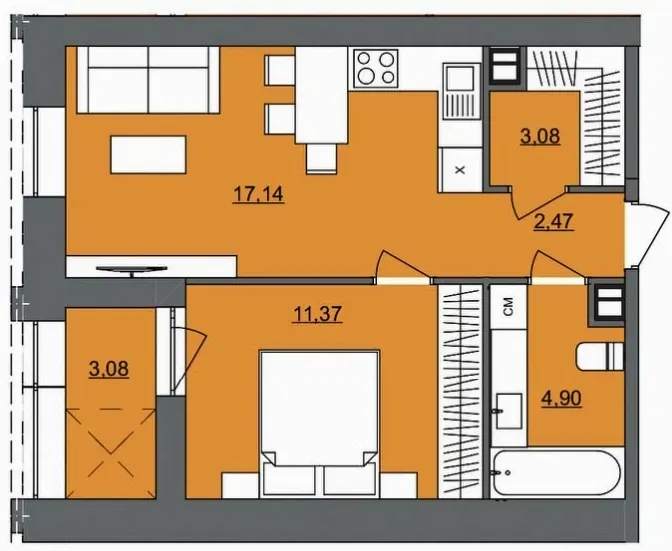 ЖК Park Lake House — 42 м²