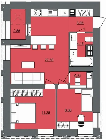 ЖК Park Lake House — 55.1 м²