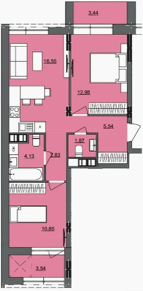 ЖК Park Lake House — 61.7 м²
