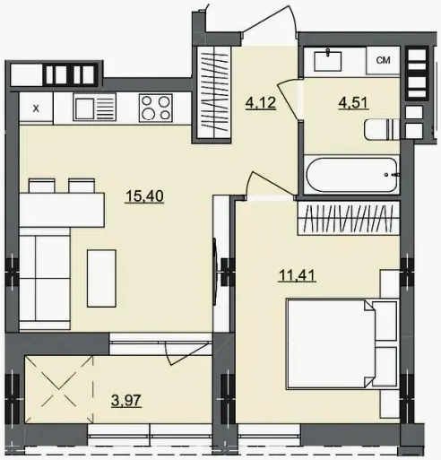 ЖК Park Lake House — 39.4 м²