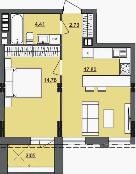 ЖК Park Lake House — 42.8 м²