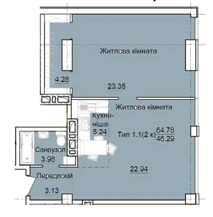 БФК TOPOL TOWN — 64.8 м²