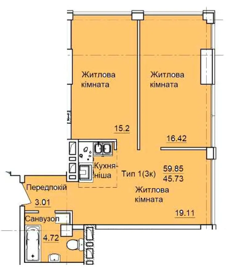 БФК TOPOL TOWN — 59.9 м²