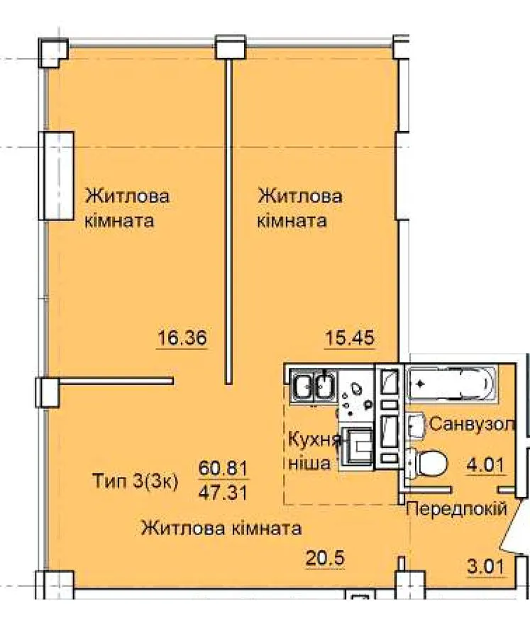 БФК TOPOL TOWN — 60.8 м²