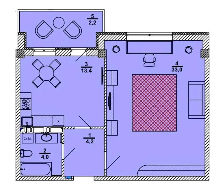 Клубний будинок Barkey — 55.9 м²