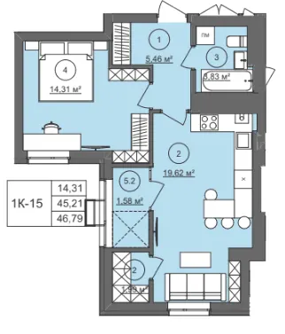 ЖК Well Home — 46.8 м²