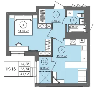 ЖК Well Home — 41.9 м²