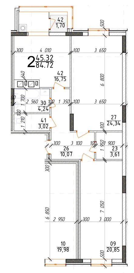 ЖБК Житомир-Молодіжний 1 — 84.7 м²