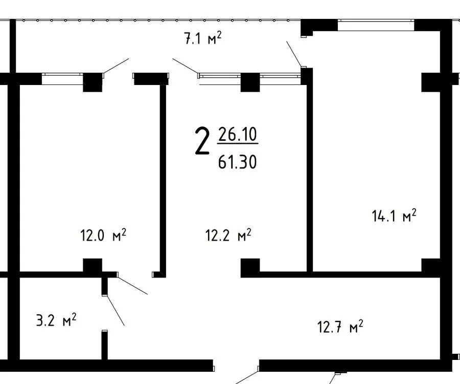 ЖК Престижний дім — 61.3 м²