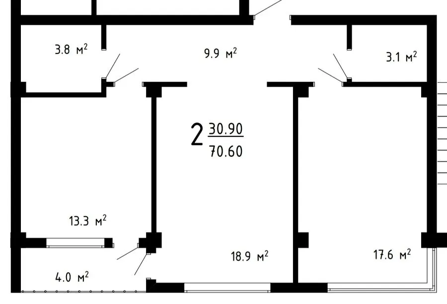 ЖК Престижний дім — 70.6 м²