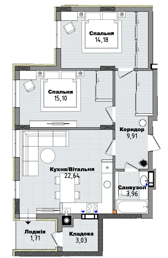 Клубний будинок San Marco — 70.5 м²