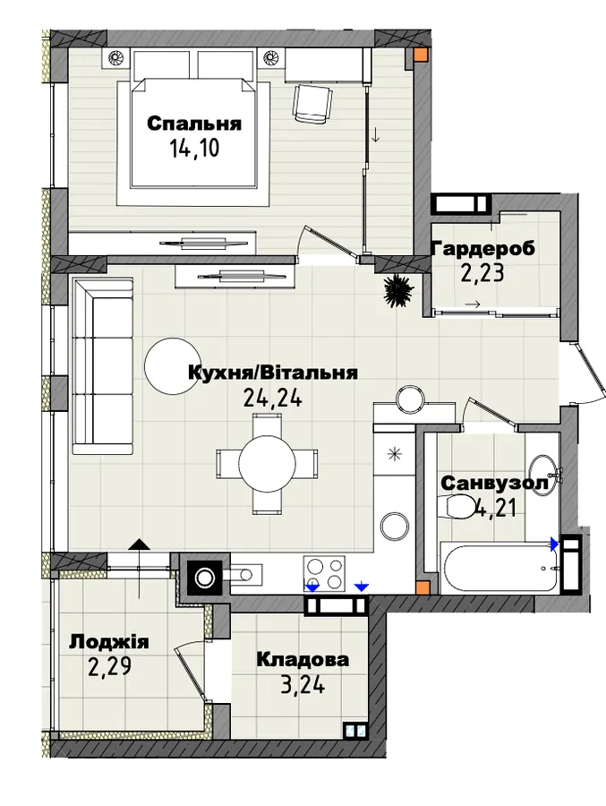 Клубний будинок San Marco — 50.3 м²