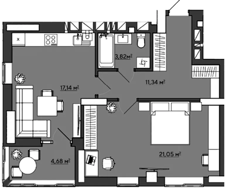 ЖК Галицький — 58.1 м²