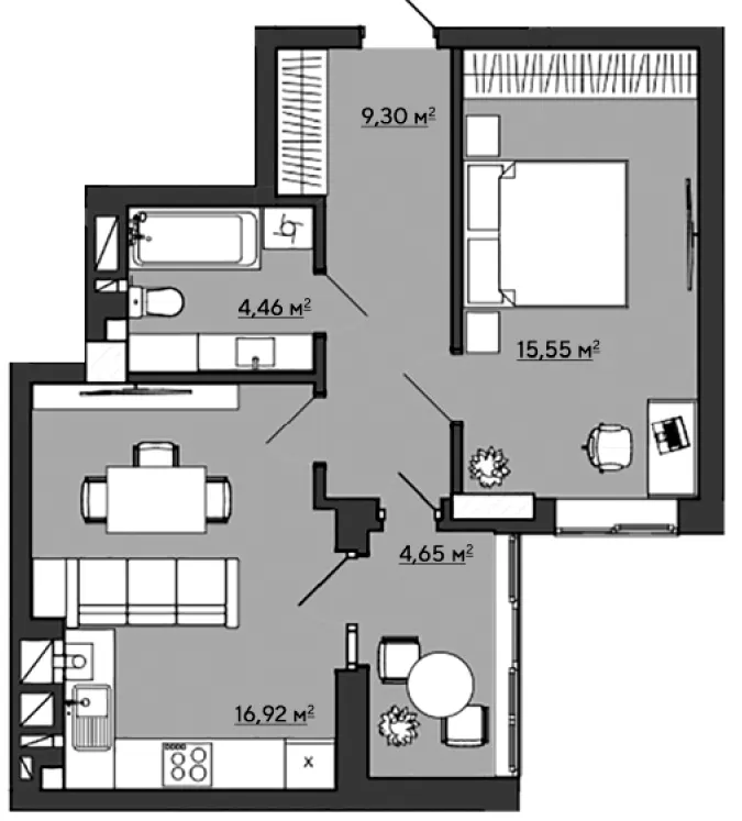 ЖК Галицький — 50.9 м²