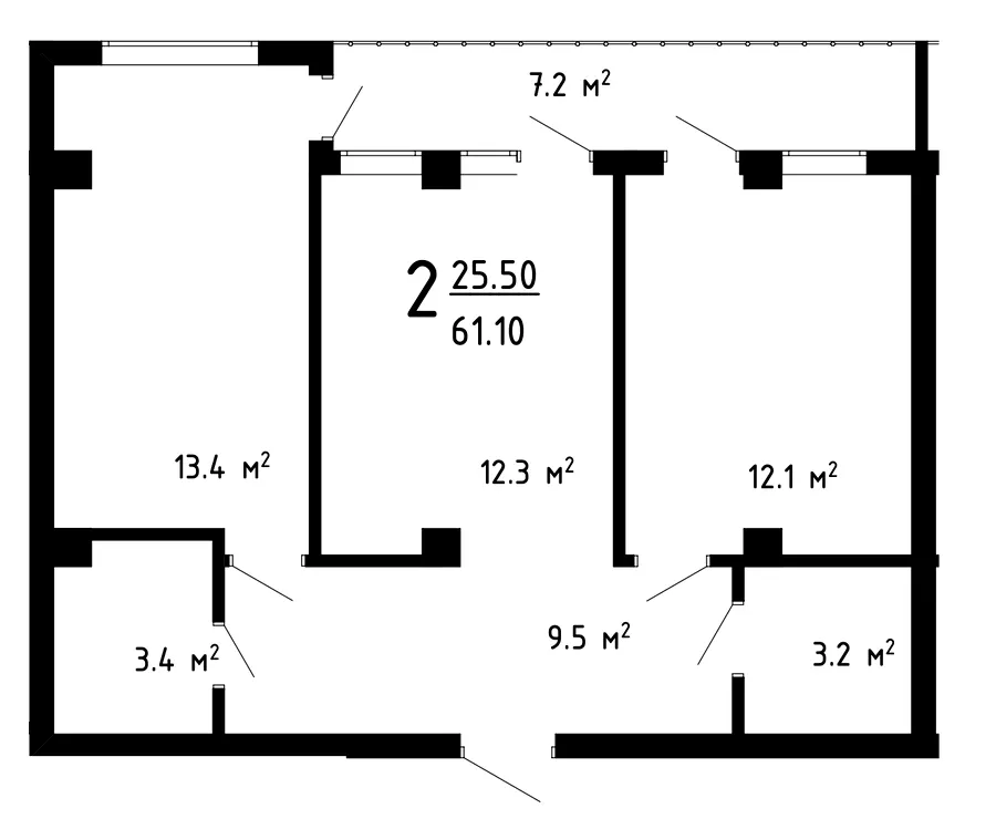 ЖК Престижний дім — 61.1 м²