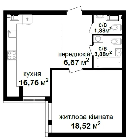 ЖК Феофанія City — 47.7 м²