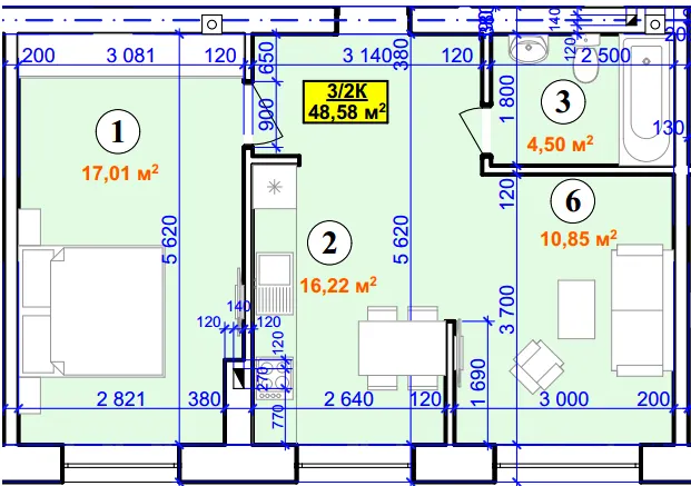 ЖК Smart House — 48.6 м²