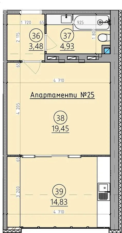 ЖК Арден Курортний — 42.7 м²