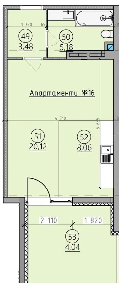 ЖК Арден Курортний — 36.6 м²