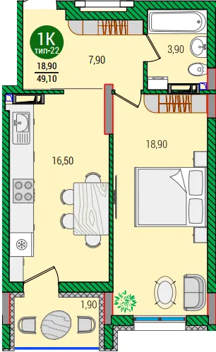 ЖК Q-smart — 49.1 м²