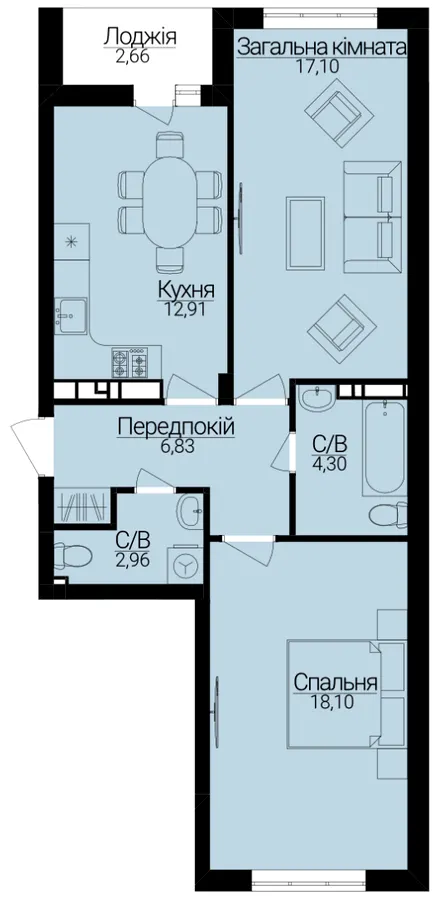ЖК Гостомель Residence — 63.4 м²