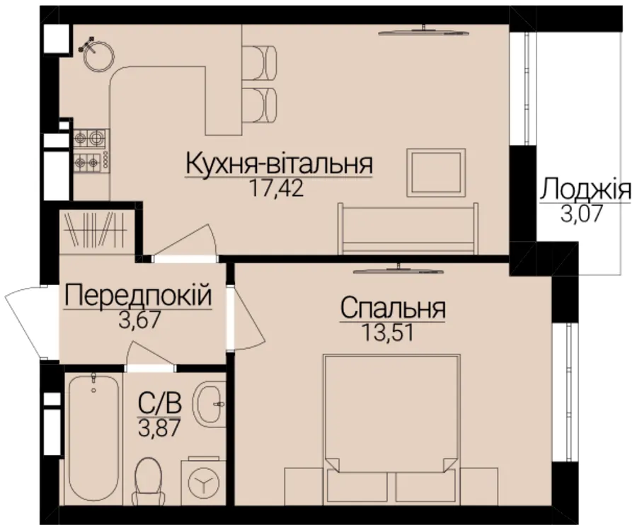 ЖК Гостомель Residence — 40 м²