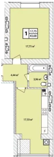 ЖК Прага Gold — 43.7 м²