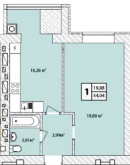 ЖК Прага Gold — 44 м²