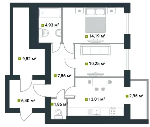 ЖК Idilika — 71.4 м²