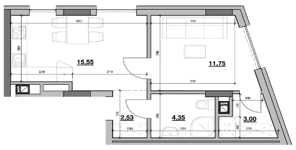 ЖК Вілла Погулянка — 38.3 м²