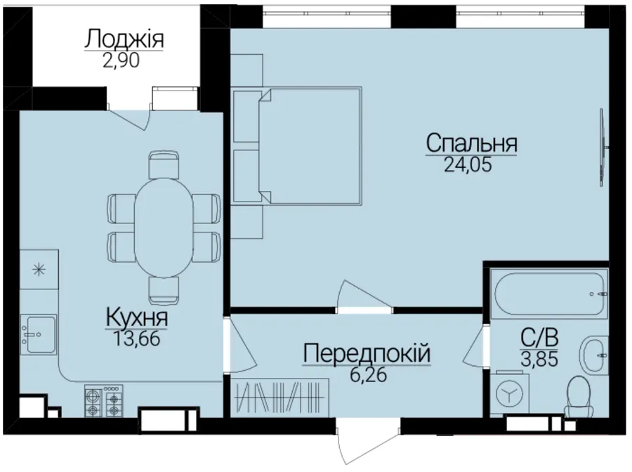 ЖК Гостомель Residence — 49.2 м²