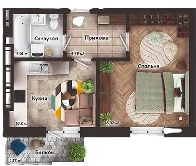 ЖК На Розточчі — 36.5 м²