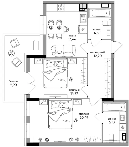 OLEGIV Podil — 71.7 м²