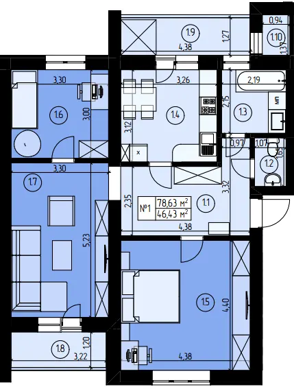 ЖК на Конюшківській — 78.7 м²