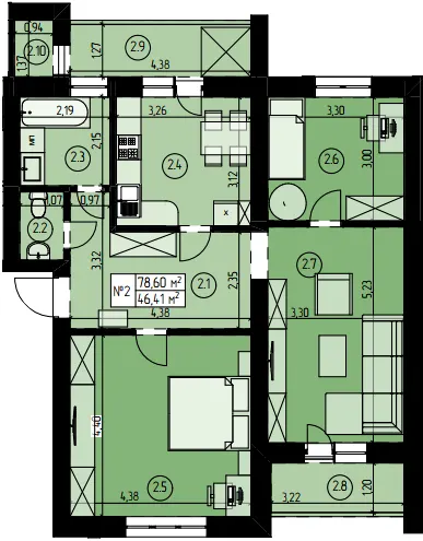 ЖК на Конюшківській — 78.6 м²