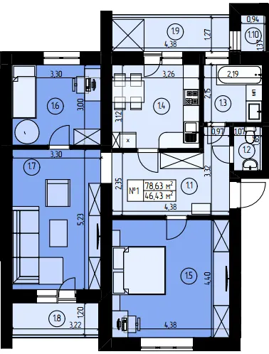 ЖК на Конюшківській — 78.6 м²