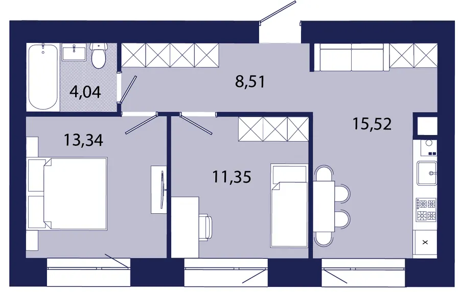 ЖК РЕМ — 52.9 м²